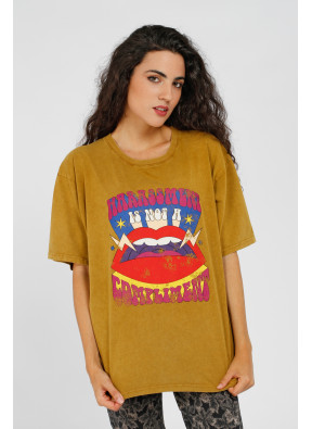 T-shirt Lips Mustard