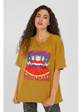 T-shirt Lips Mustard